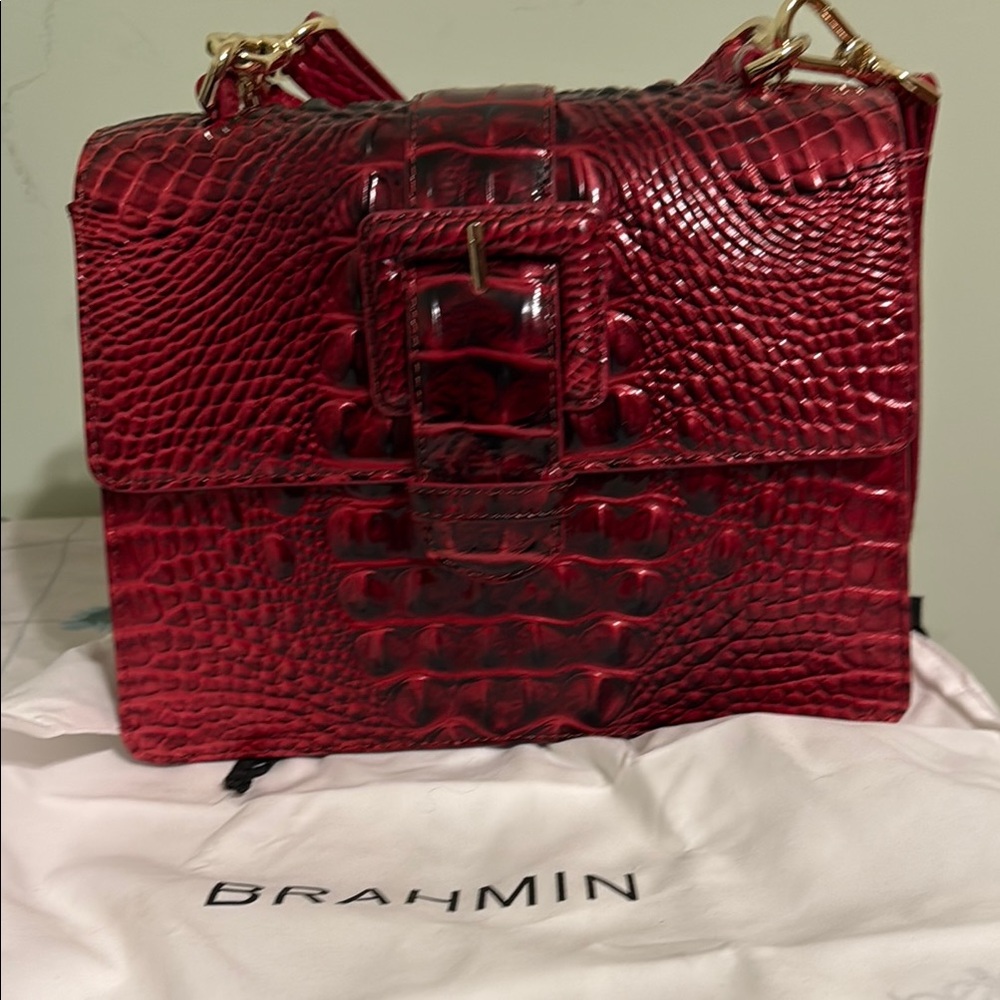 Brahmin Red Crocodile Embossed Women's Bag